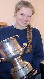 Lizzie O’Brien with the cup.